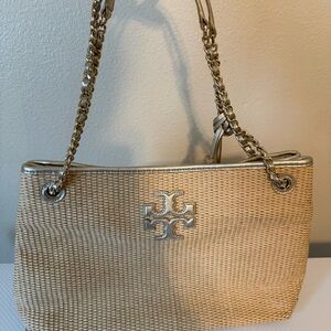 Tory Burch Gold and Tan Shoulder Bag